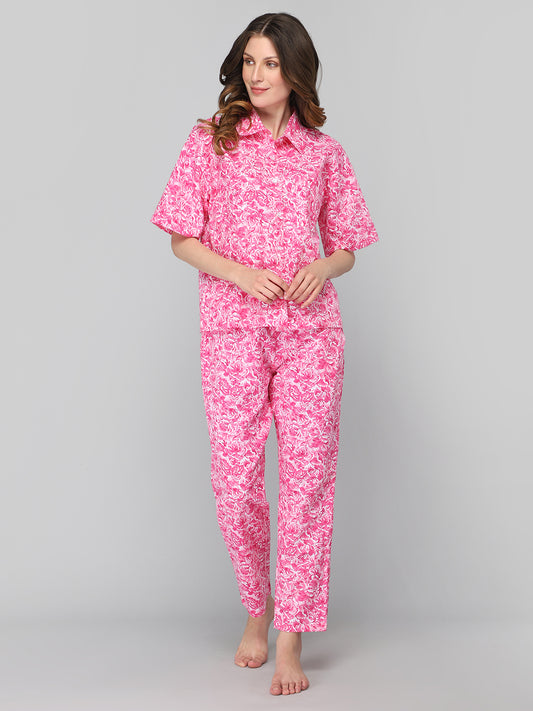 DRAPE IN VOGUE Women Pink Printed Night suit