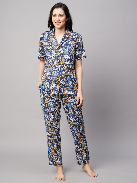 Women 2 Pieces Floral Printed Pure Cotton Night suit