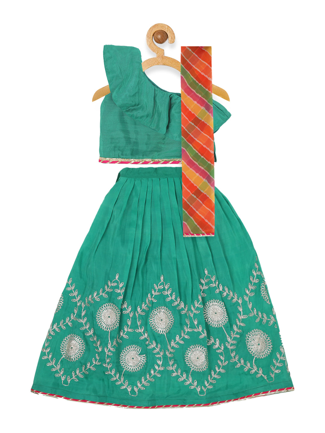 Printed Green Lehengas and Blouses Set