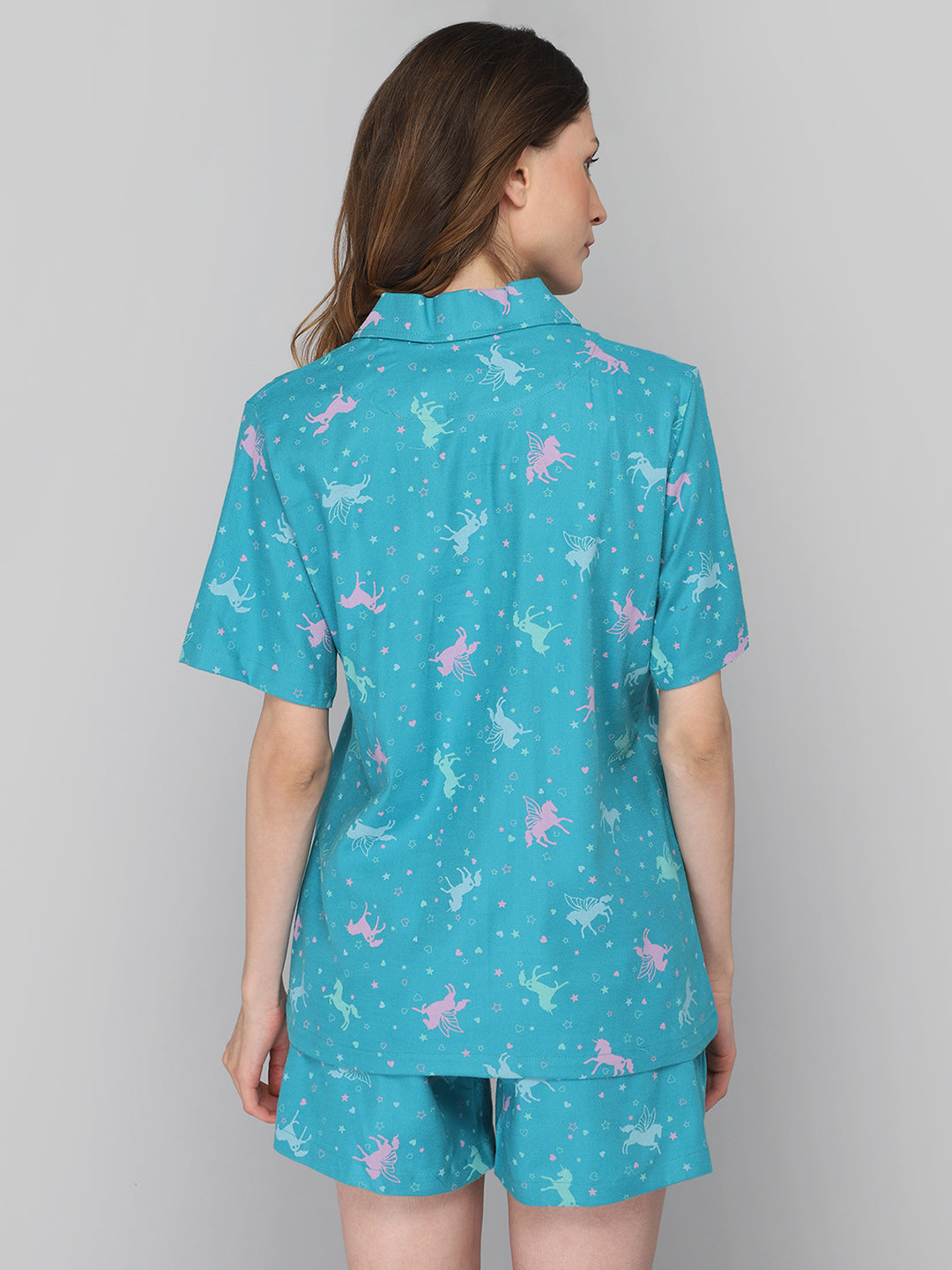 Women's Blue Unicorn Print Night Suit