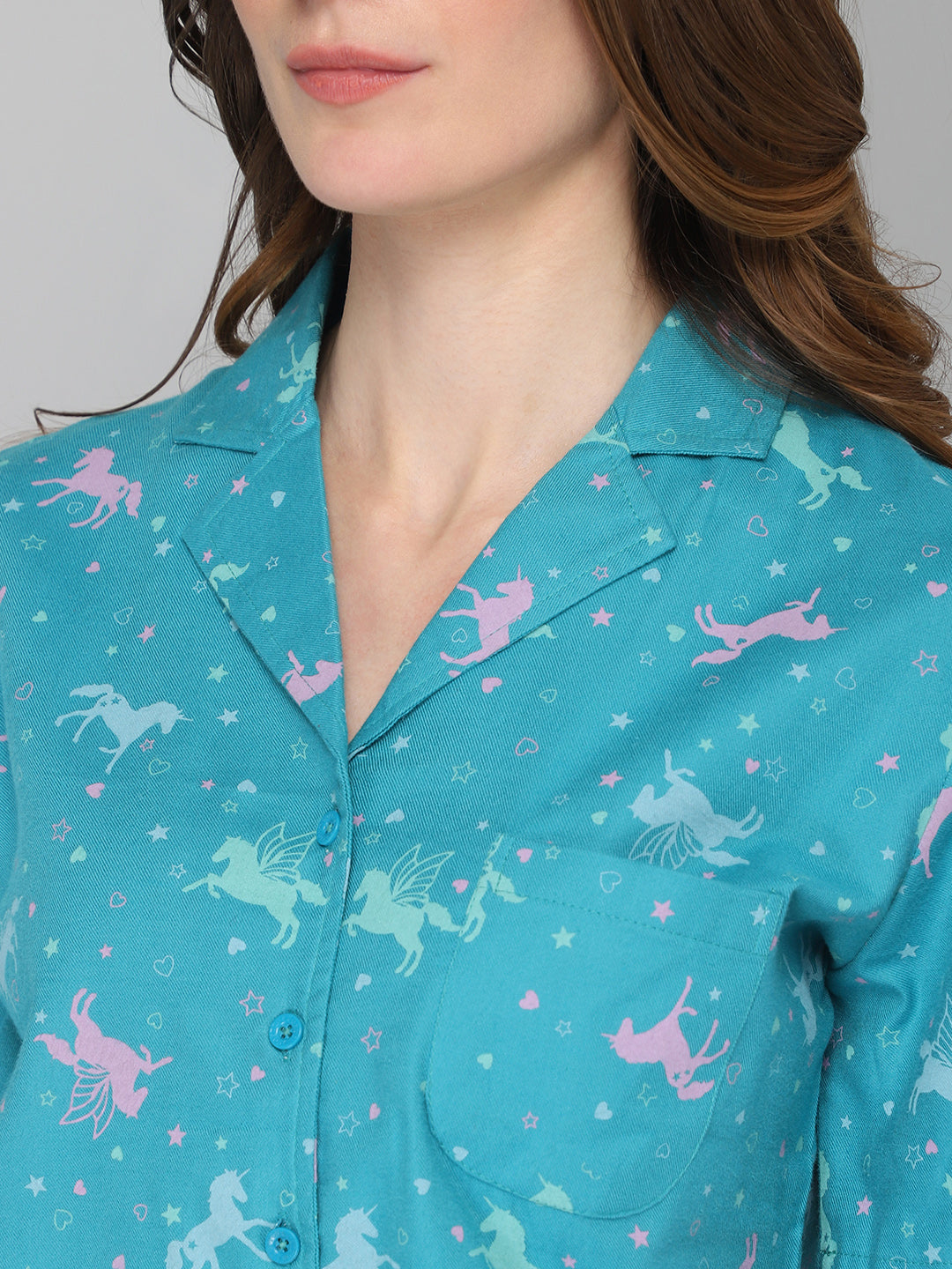 Women's Blue Unicorn Print Night Suit