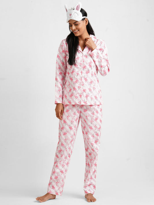 Women Pink Printed Night suit