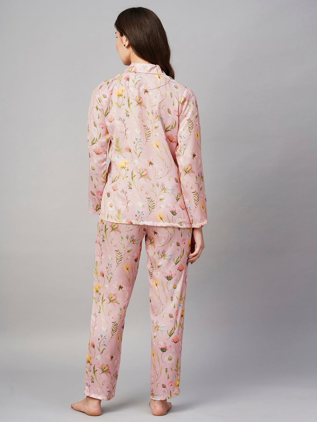 Women's Pink Floral Print Night Suit