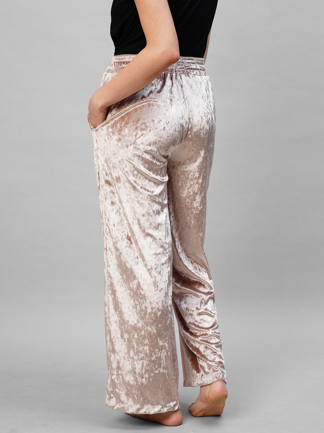 Women Cream Velvet Pyjama