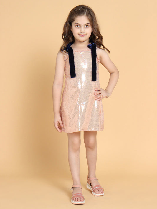 Piccolo - Rose Gold Sequin Dress with Velvet Straps