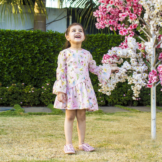 Pink Floral Printed Dress