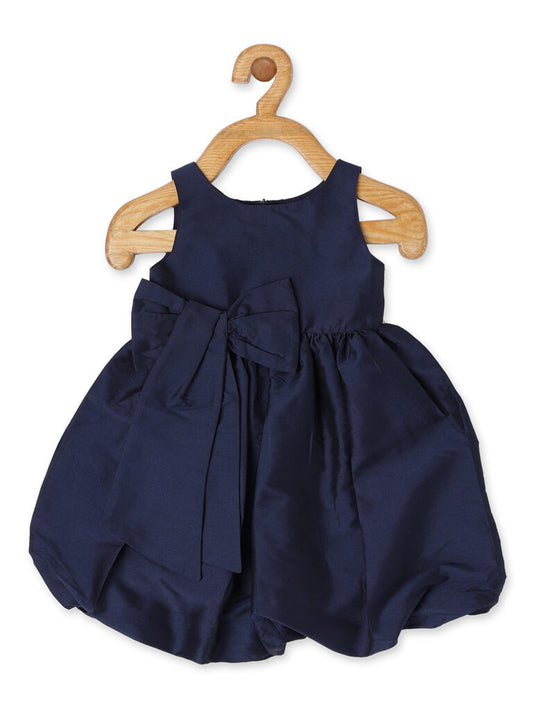 Piccolo - Sleeveless Dress With Bow Details- Navy Blue