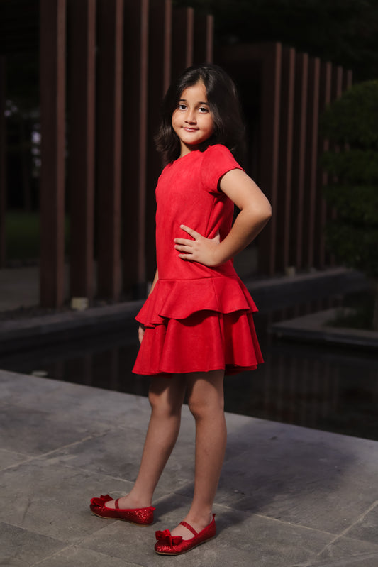 Girls Piccolo- Suede Layered Dress