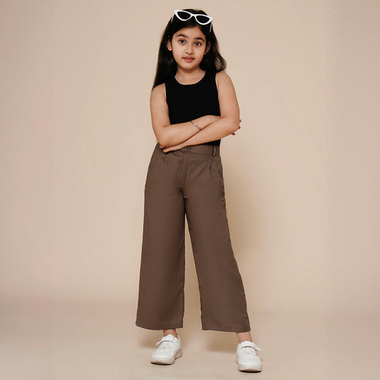 Solid Pant and Tee-Brown & Black