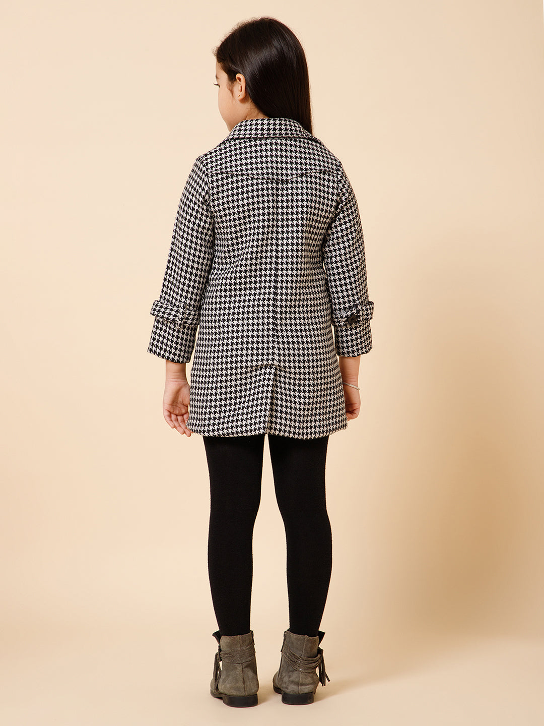 Black Houndstooth Winter Coat