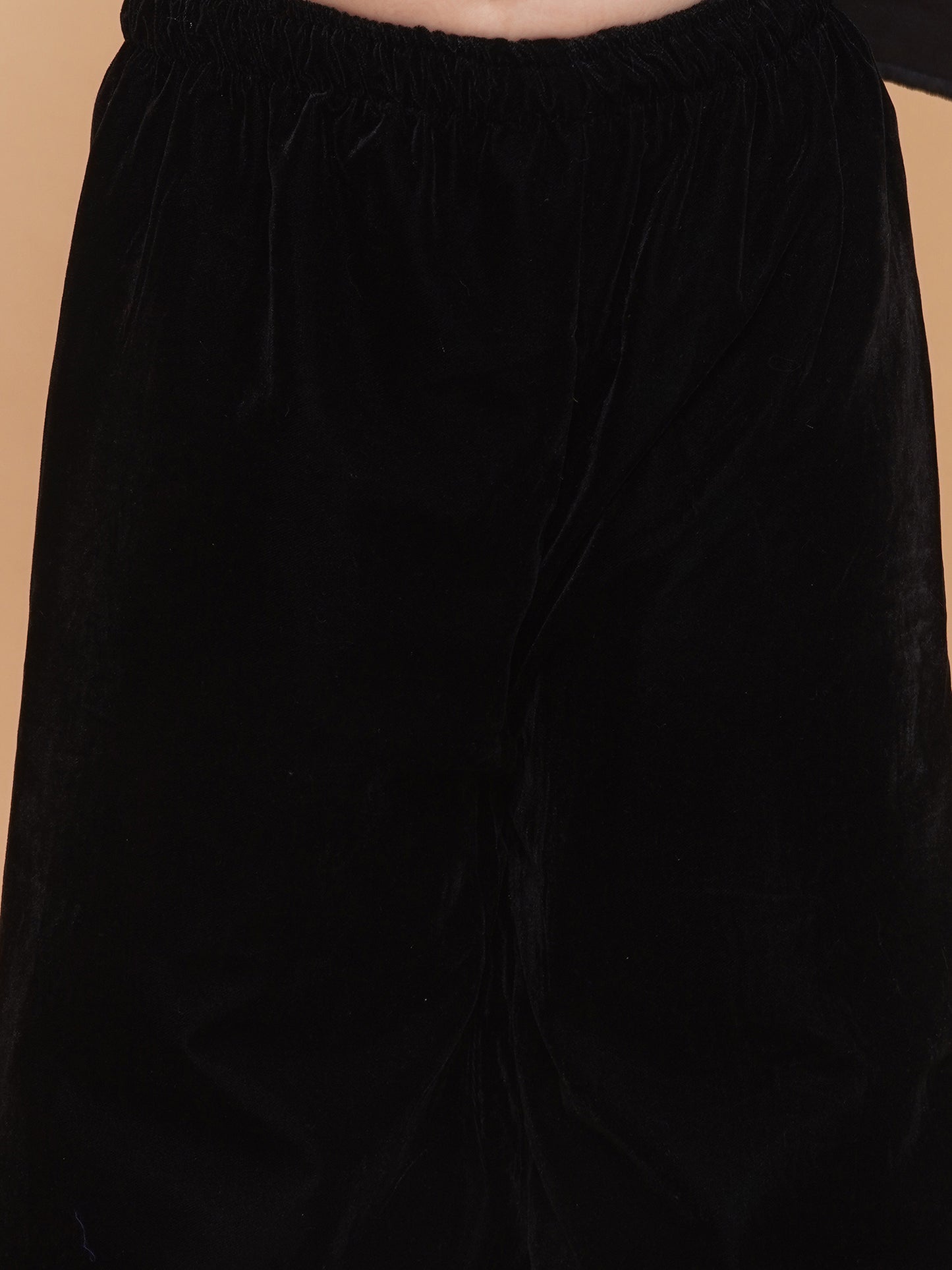 Black Velvet Kurti and Pants with Tissue Dupatta