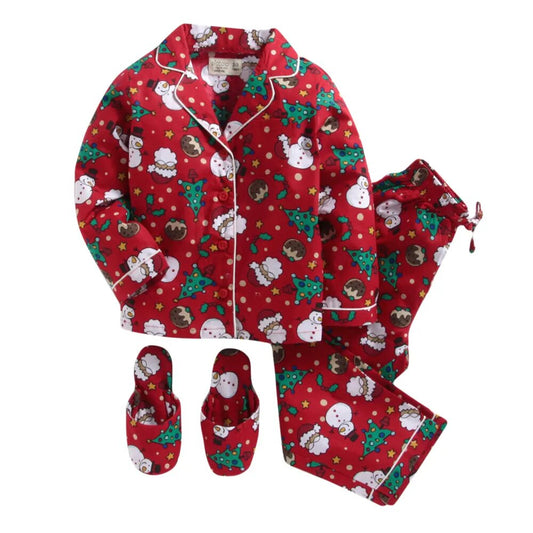 Red Floral Print Full Sleeve Shirt And Pyjama Set