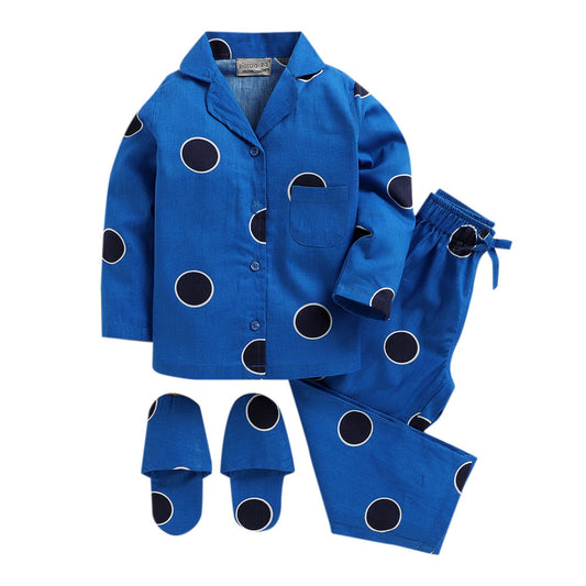 Royal Blue Polka Dots Top &amp; Pyjama Sets