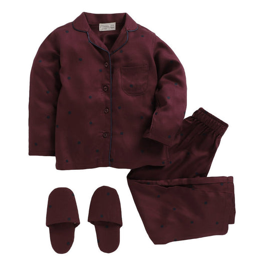 Solid Full Sleeve Top And Pyjama Set-Purple