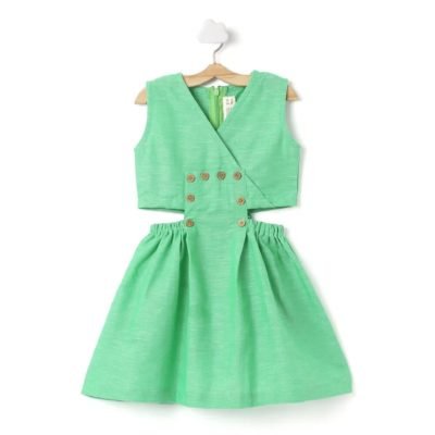 Shop Bitiya By Bhama Girls Green Embellished Net Fit & Flare Dress Online –  Bhamadesigns