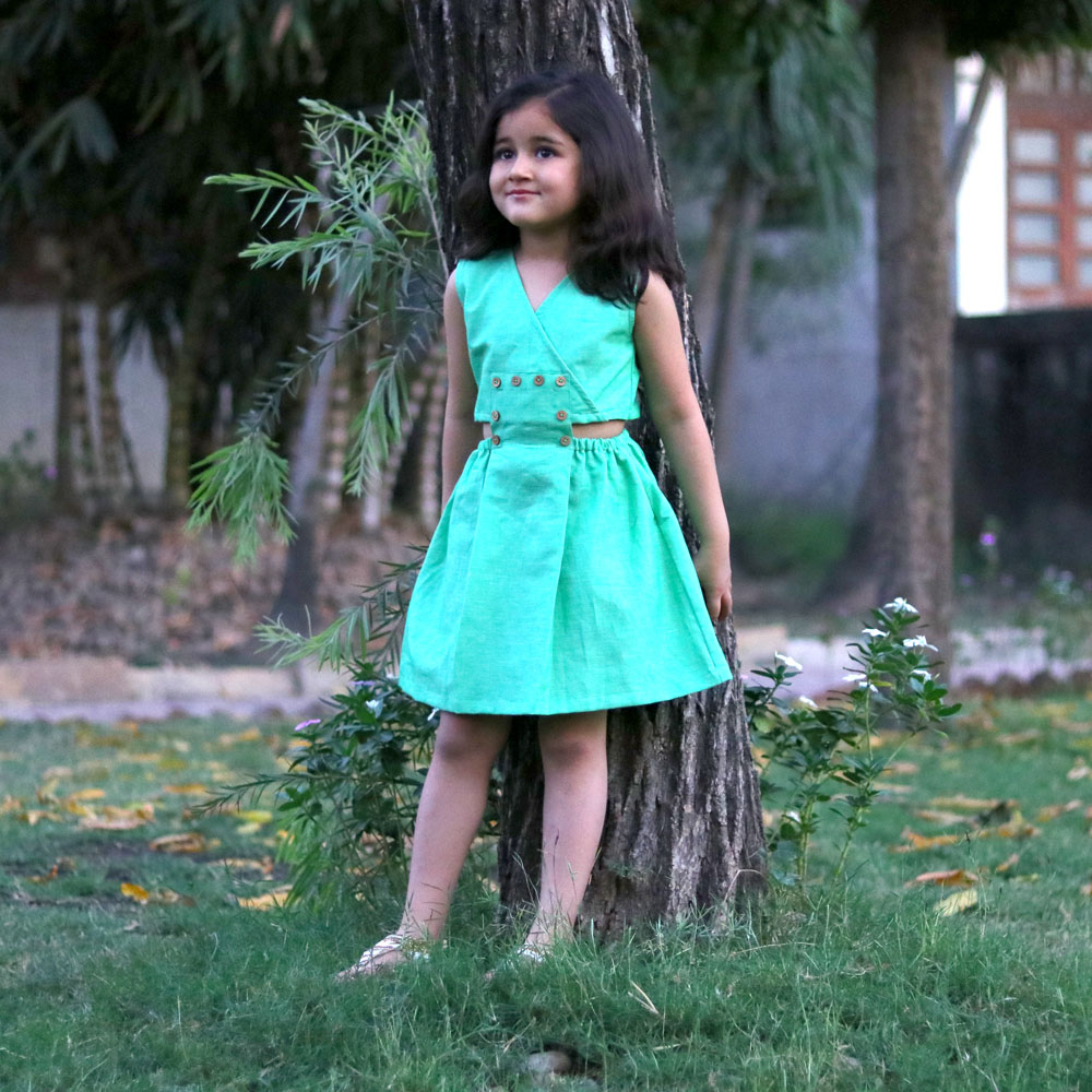 Sea Green Colour stylish Party Wear Georgette embroidery mirror work Frock  Kids Girls Wear Collcetion